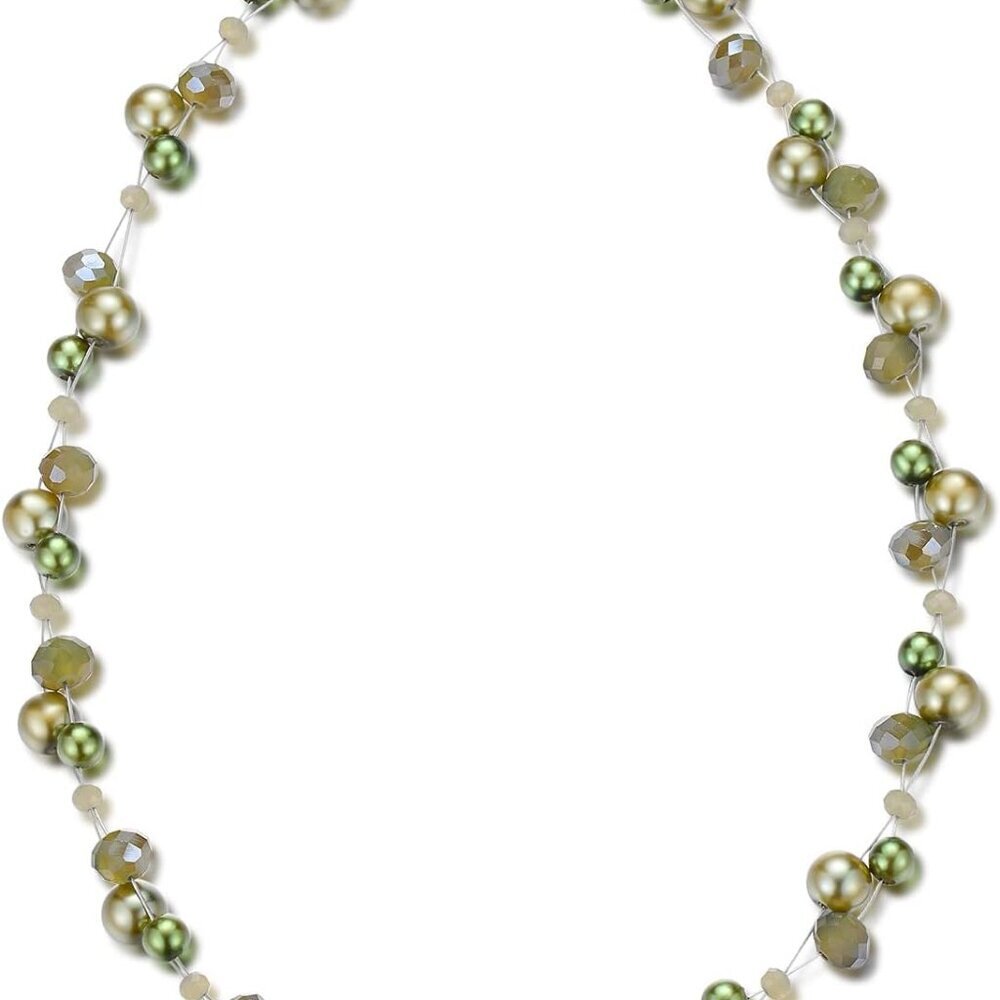 Short Beaded Turquoise Necklace For Women - Fashion Jewelry with Pearl and Cryst